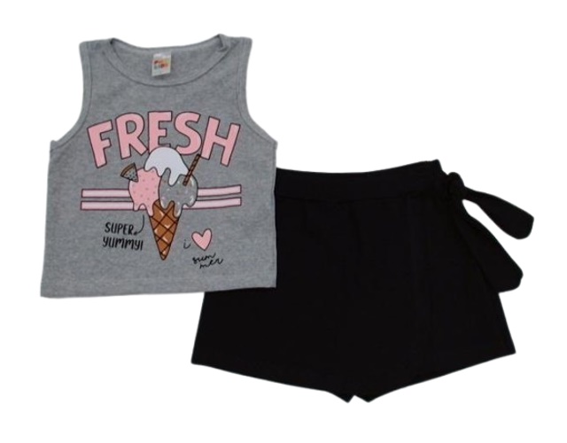 Conjunto Pho Infantil Feminina Regata Cotton Cropped Short-saia