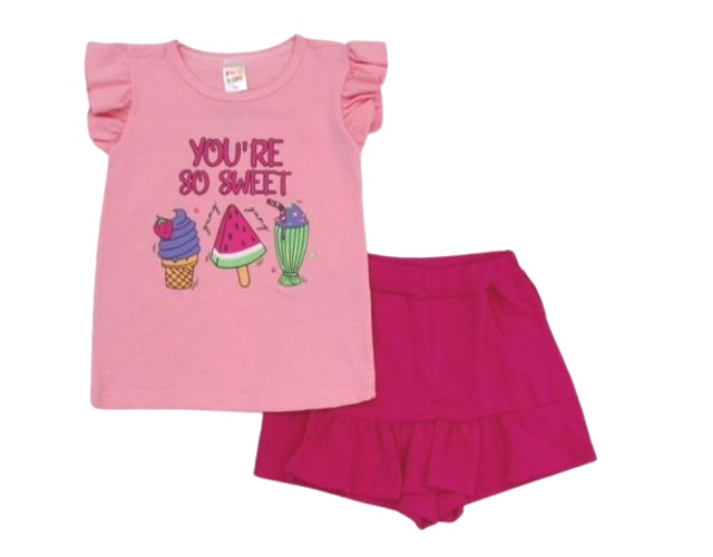Conjunto Pho Infantil Feminina Manga japonesa Cotton Short-saia