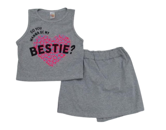 Conjunto Pho Juvenil Feminina Regata Cotton Cropped Short-saia