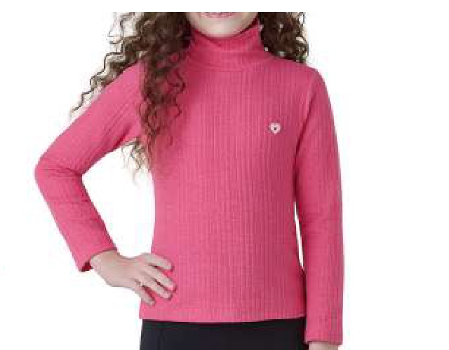 Blusa Fantoni Infantil Feminina Manga Longa Ribana Trabalhada Gola Alta