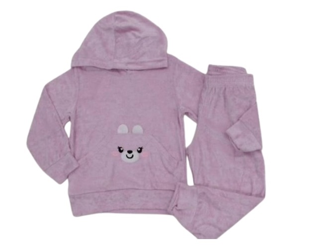 Conjunto Fantoni Primeiros Passos Feminino Plush Capuz Calça