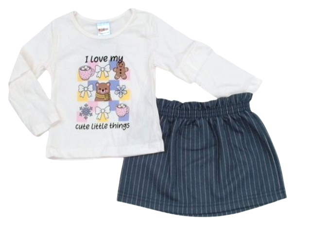 Conjunto Fantoni Primeiros Passos Feminina Manga Longa Malha Saia