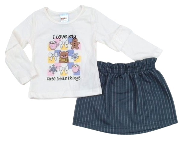 Conjunto Fantoni Primeiros Passos Feminino Manga Longa Malha Saia