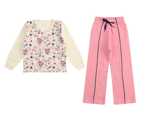 Conjunto Indiababy Infantil Feminina Moletom Cropped Wide Leg