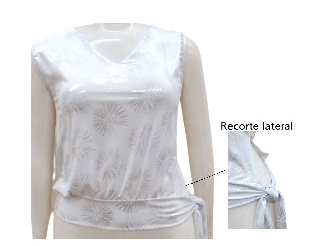 Blusa Kaprice Adulto Extra Grande Feminina Regata Poliéster Branca