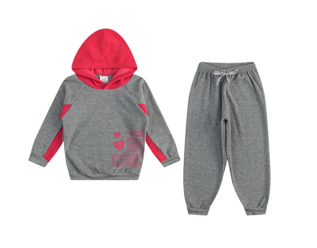 Conjunto Indiababy Infantil Feminina Bouclé Capuz Calça