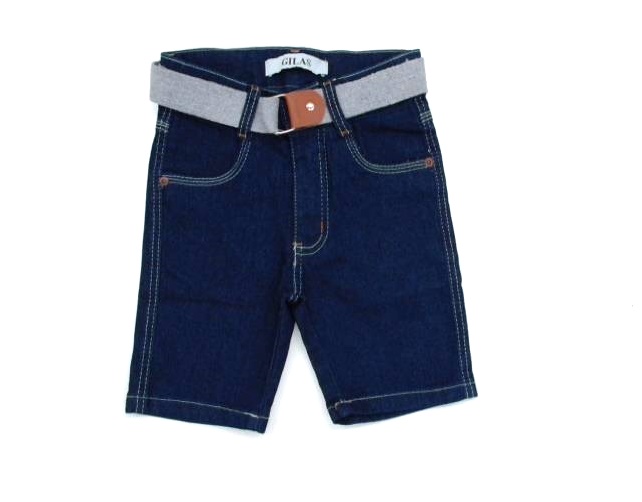 Bermuda Gilas Infantil Masculino Jeans Lycra Cinto