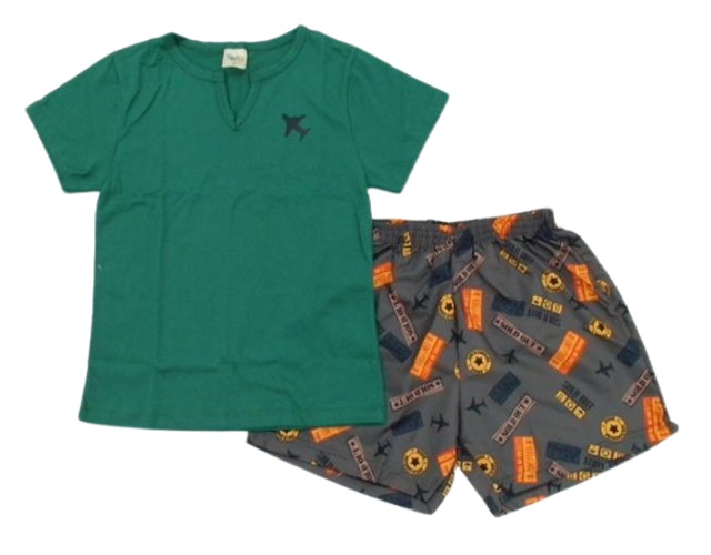 Conjunto Trin Juvenil Masculino Manga Curta Malha Decote V