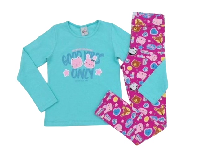 Conjunto Gatutty Infantil Feminino Manga Longa Cotton Legging