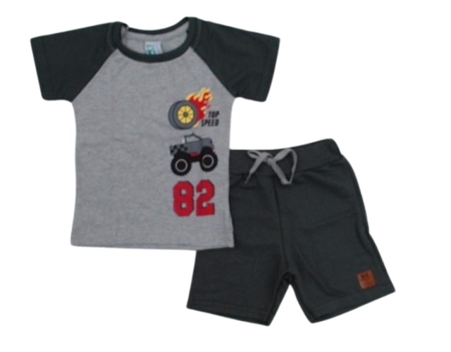 Conjunto Nekinho Primeiros Passos Masculino Manga Curta Malha