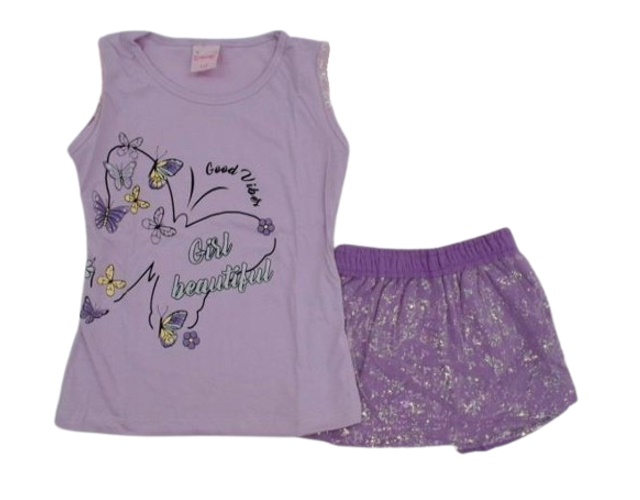 Conjunto Wilbertex Infantil Feminina Manga japonesa Malha Short-sai