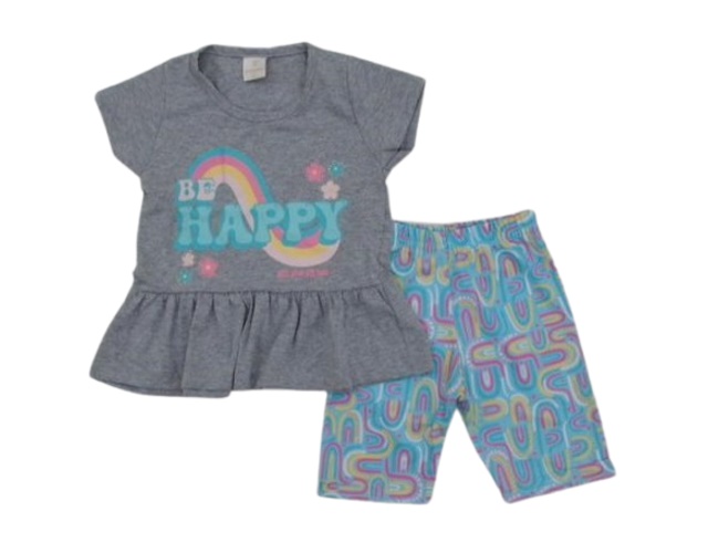 Conjunto Viston Infantil Feminina Manga Curta Malha Bermuda