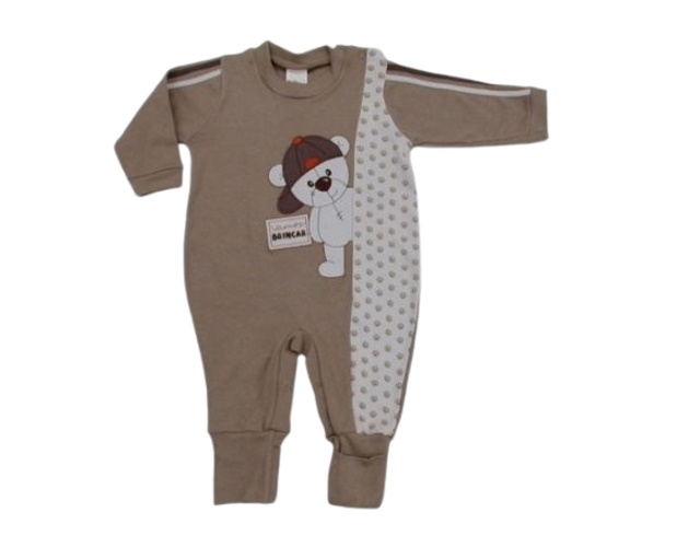 Macacão Petutinha Bebe Masculino Longo Suedine Pé Reversí