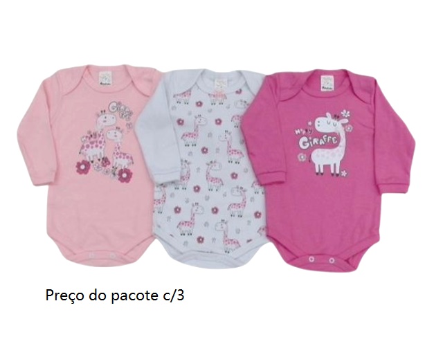 Body Petutinha Bebe Feminina Manga Longa Suedine (c/3)