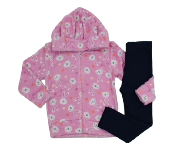 Conjunto Jidi Primeiros Passos Feminino Fleece Capuz Legging