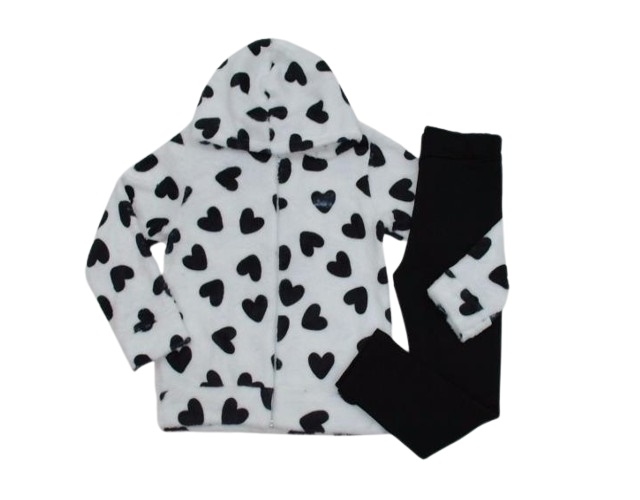 Conjunto Jidi Infantil Feminino Fleece Coração Capuz Legging