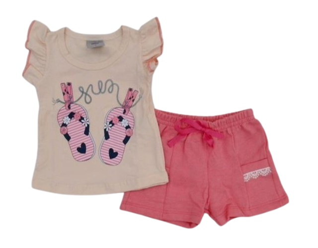 Conjunto Pimentinha Bebe Feminina Manga Curta Cotton Short