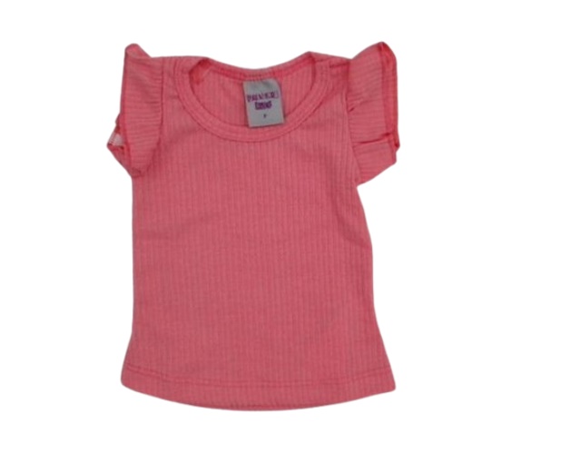 Blusa Pimentinha Bebe Feminina Manga japonesa Malha Canelada