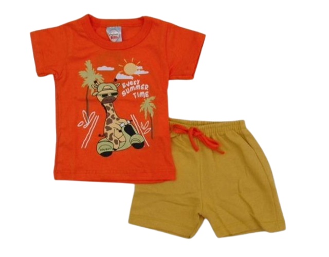 Conjunto Fashionk Bebe Masculino Manga Curta Malha
