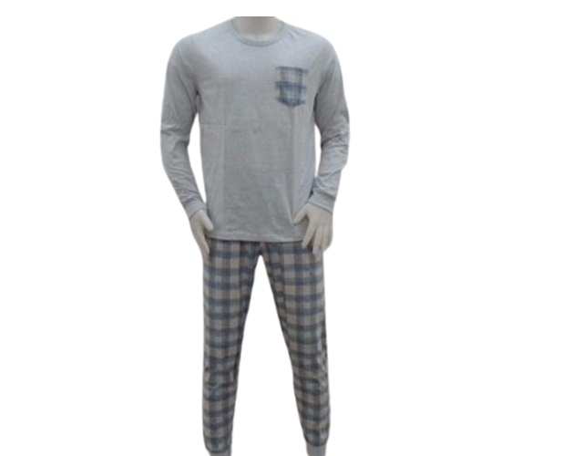 Pijama Desayner Adulto Masculino Manga Longa Malha Bolso