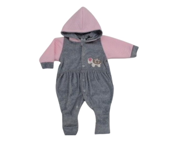 Macacão Bloomys Bebe Feminina Longo Plush Suedine Capuz