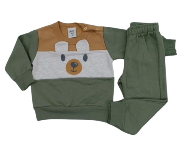 Conjunto Ninoking Bebe Masculino Moletom Botão