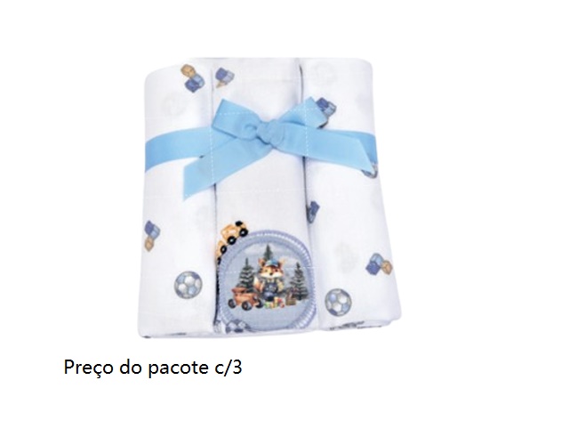 Cueiro Minasrey Bebe Masculino Algodão 80x80cm (c/3)