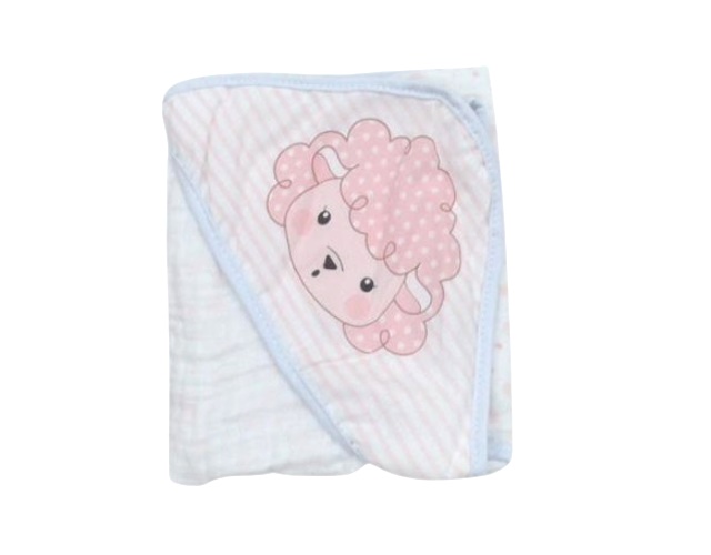 Toalha-fralda Minasrey Bebe Feminina Algodão Dupla Capuz