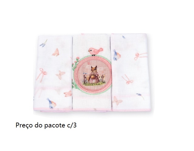 Toalha-boca Minasrey Bebe Feminina Algodão (c/3)