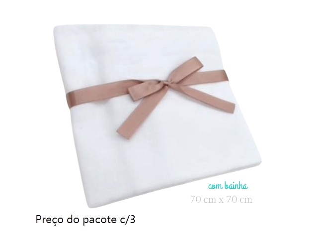 Fralda Minasrey Bebe Algodão C/bainha 70x70cm (c/3)
