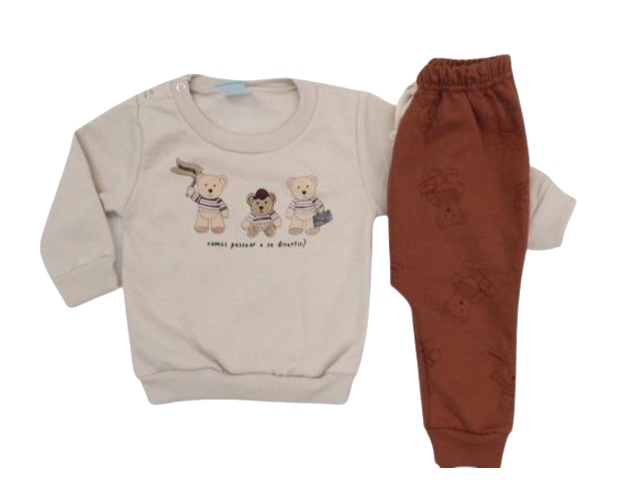 Conjunto Babyvest Bebe Masculino Moletom Botão Saruel