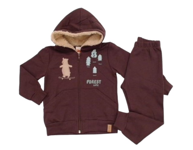 Conjunto Livy Primeiros Passos Masculino Moletom Capuz Peluciado