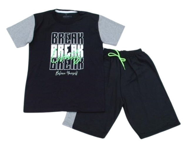 Conjunto Viston Juvenil Masculino Manga Curta Malha
