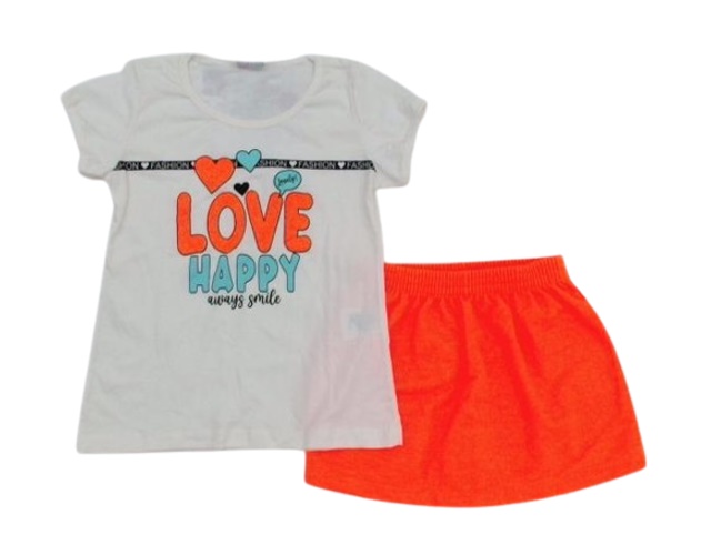 Conjunto Wkids Infantil Feminina Manga Curta Malha Short-saia