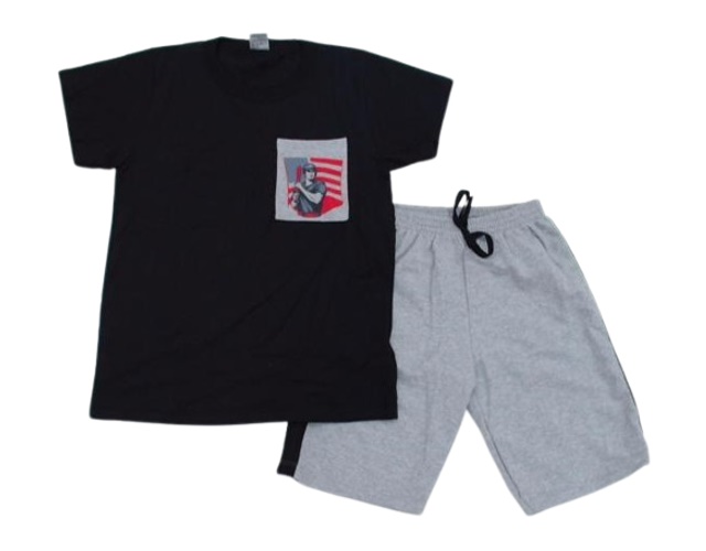 Conjunto Pk Juvenil Masculino Manga Curta Malha Bolso