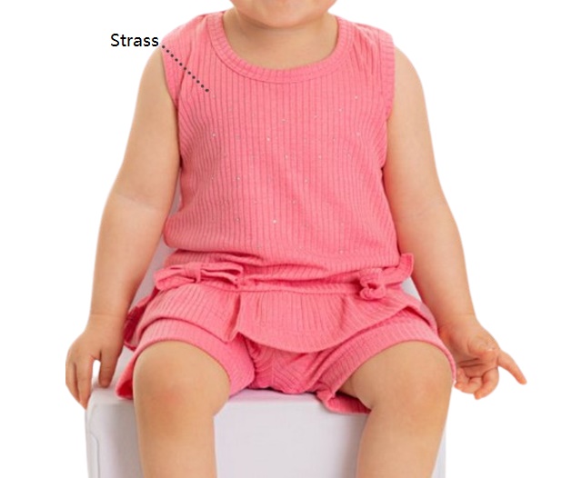 Conjunto Pimentinha Bebe Feminina Regata Malha Canelada Short