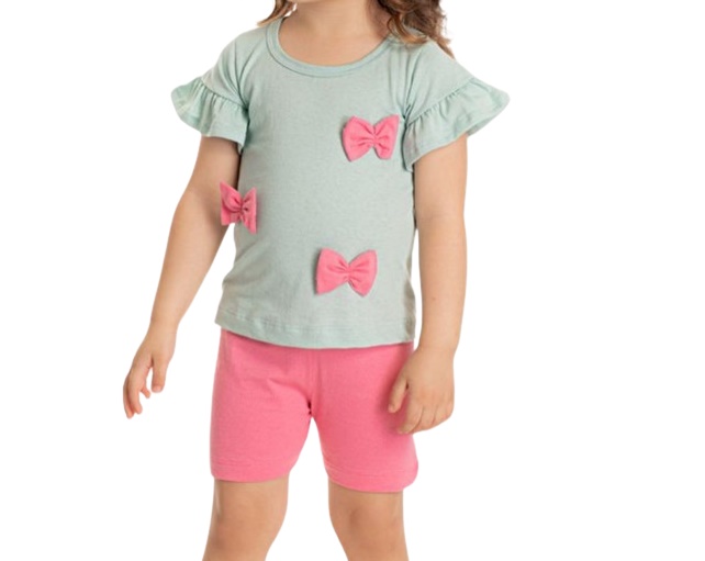 Conjunto Pimentinha Primeiros Passos Feminina Manga Curta Malha Short