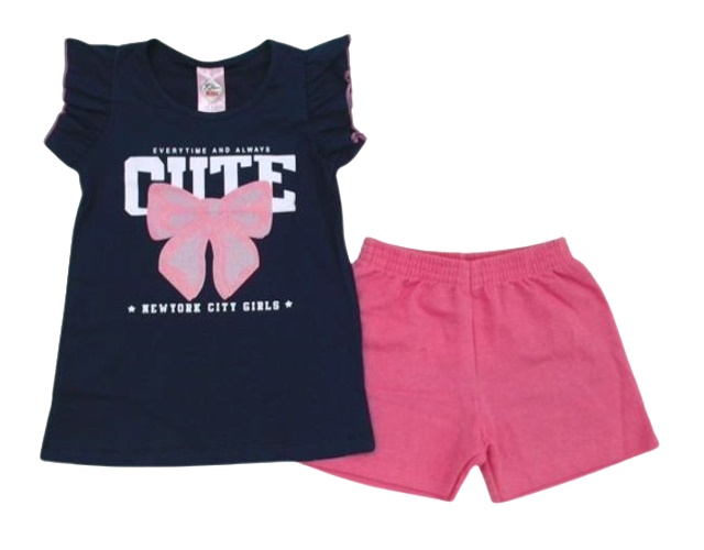 Conjunto Fashionk Infantil Feminina Manga japonesa Malha Short