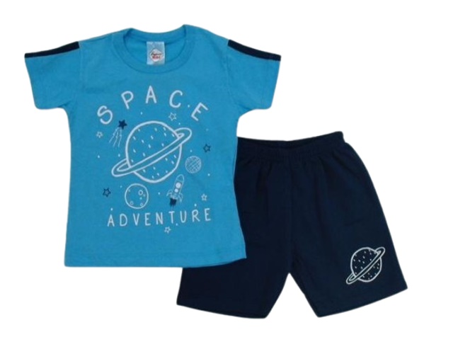 Conjunto Fashionk Primeiros Passos Masculino Manga Curta Malha