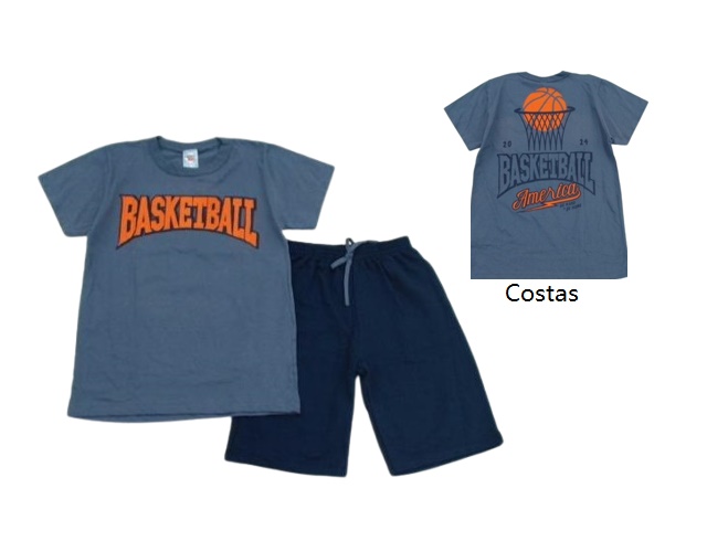 Conjunto Fashionk Juvenil Masculino Manga Curta Malha