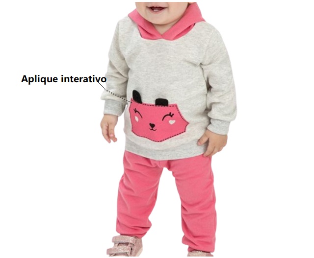 Conjunto Fashionk Bebe Feminina Moletom Capuz Calça