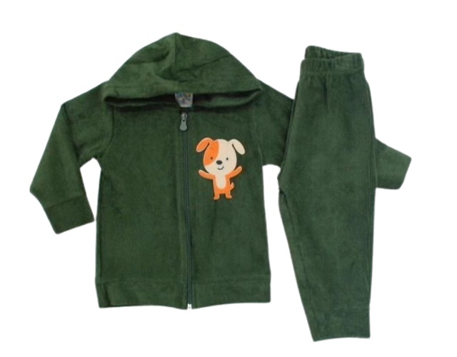 Conjunto Didiene Bebe Masculino Plush Canelada Capuz