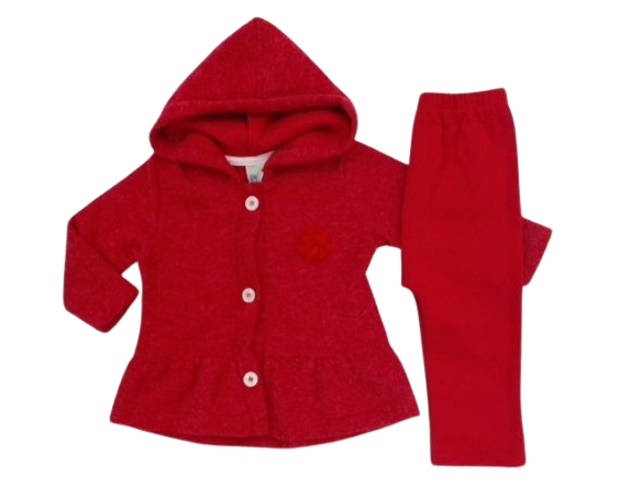 Conjunto Didiene Bebe Feminino Bouclé Capuz Saruel