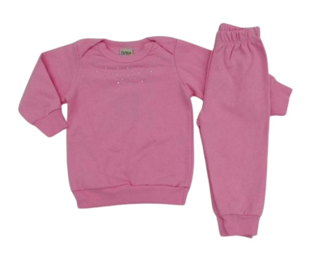 Conjunto Didiene Bebe Feminino Moletom Strass Calça