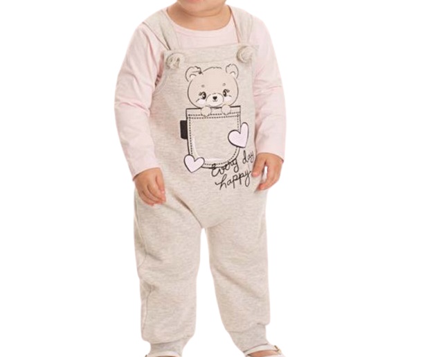 Jardineira Pimentinha Bebe Feminina Manga Longa Moletom Blusa Cotto