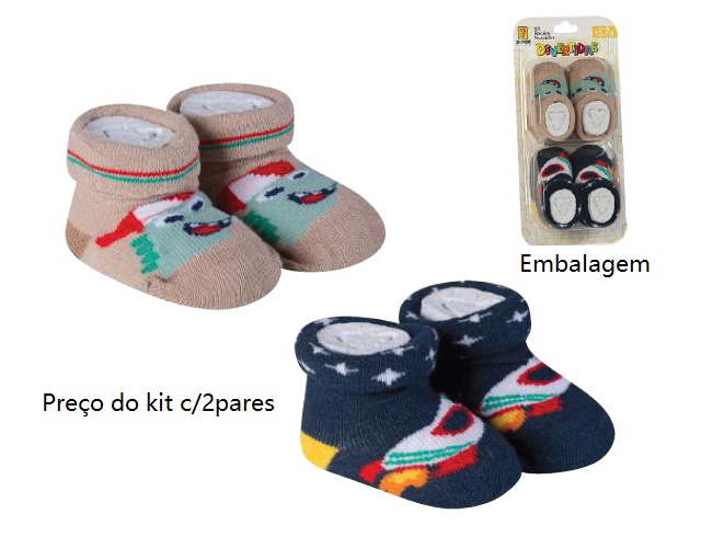 Kit-meia Duck Recém Nascido Masculino Algodão (c/2)