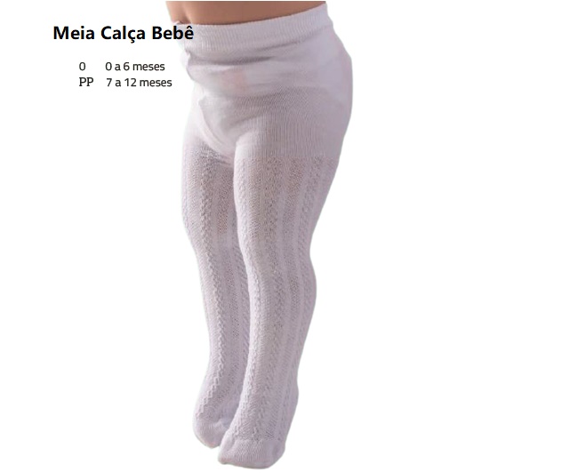 Meia-calça Duck Bebe Algodão Trabalhada Branca