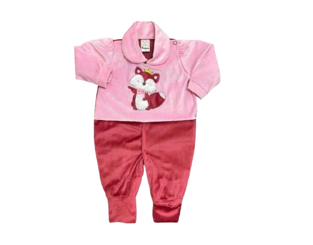 Macacão Petutinha Bebe Feminino Longo Plush Pé Reversível