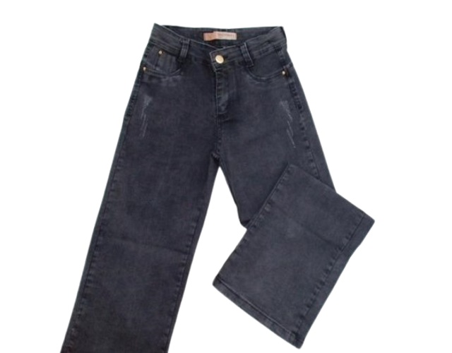 Calça Nacional Juvenil Feminina Jeans Lycra Wide Leg