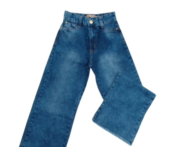 Calça Nacional Juvenil Feminina Jeans Wide Leg